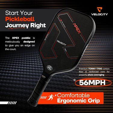 Пікбол ракетка Raw Carbon Fiber Pickleball Paddle – Преміум Toray T700 – Сертифікована USA Pickleball – Ракетка для пікболу Power & Control з вуглецевого волокна