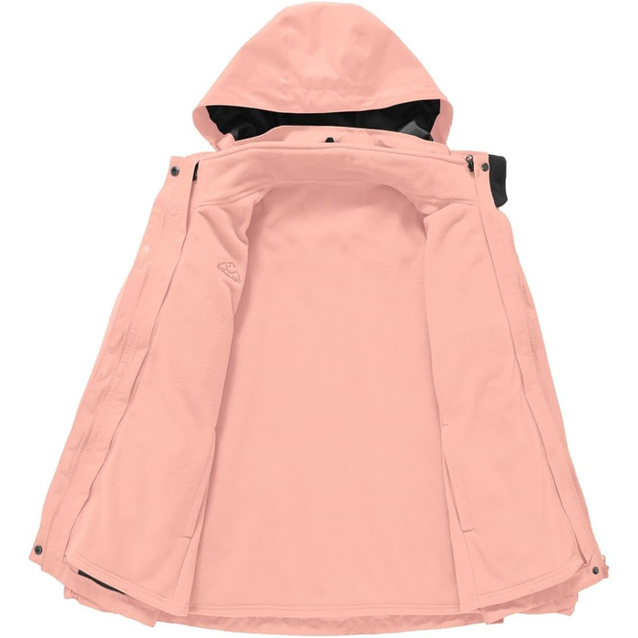 Жіноча куртка YSENTO 3-в-1: тепла флісова куртка, водонепроникна та вітронепроникна, функціональна, softshell з капюшоном (L, Рожевий)