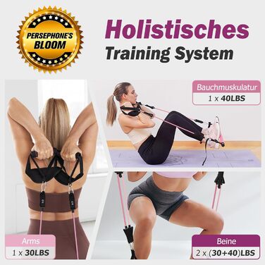 Набір для пілатесу з еластичними стрічками та стержнем, 180LBS/140LBS, фітнес-стрічки, фітнес/йога/тренажерний зал, фіолетовий