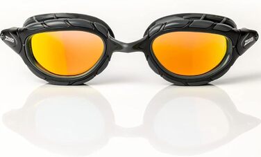 Окуляри для плавання Zoggs Predator Ultra-Fit: захист від UV, регульовані ремінці, антифог, дзеркальні лінзи (Сірий/Чорний/Помаранчевий)