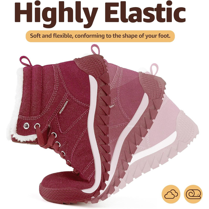 Зимові черевики Mishansha для жінок, теплі, з підкладкою, снігоступи, зимові черевики для активного відпочинку, розмір 36-48 EU (41 EU, теплий темно-червоний)