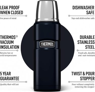 Термос Isolierflasche King матовий чорний, 0.47 л