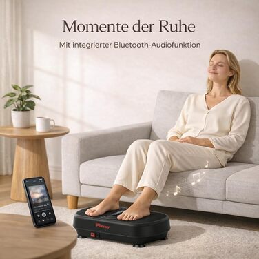 Віброплатформа Funlife 120кг, 180 рівнів, 5 програм, Bluetooth, динаміки + троси для тренувань, чорна