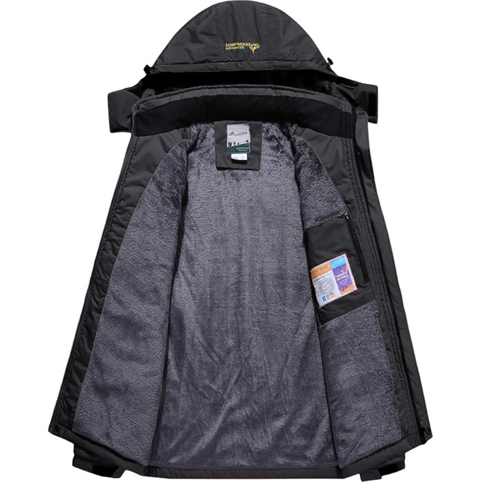 Куртка BenBoy для сноубордингу та лижного спорту: водонепроникна, вітронепроникна, з флісовою підкладкою, дихаюча, для активного відпочинку, з капюшоном, чорна (XS)