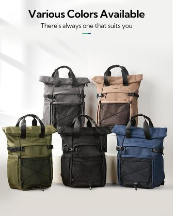 Рюкзак WATERFLY Rolltop 16-21л для чоловіків і жінок, стильний міський рюкзак із відділенням для ноутбука 16