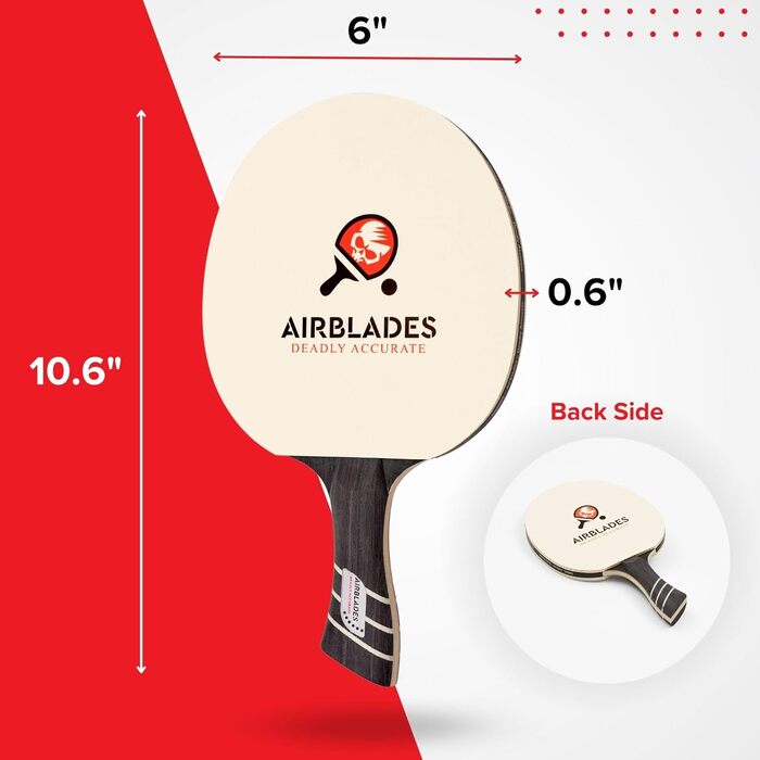 Професійна пінг-понгова ракетка AirBlades з жорстким кейсом | Ракетка для настільного тенісу з ергономічною ручкою | 5 шарів деревини з преміум-гумою та губкою