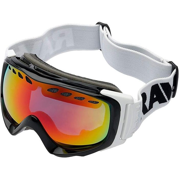 Гірськолижна маска Ravs by Alpland SNOWBOARDBRILLE, 100% захист, гібридна, червоний Lasergold, дзеркальна, сумісна з шоломом, антифог, сферична подвійна лінза, для окулярів