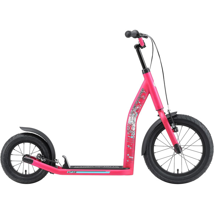 Самокат дитячий STAR SCOOTER City Kick Scooter 16 дюймів, рожевий, з повітряними колесами, регульована висота, для дітей від 8 років