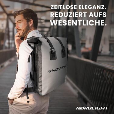 Водонепроникний рюкзак Nordlight Dry Bag 35л з Roll Top, для водного спорту, велосипеда, кур'єра, трекінгу, риболовлі - Сірий