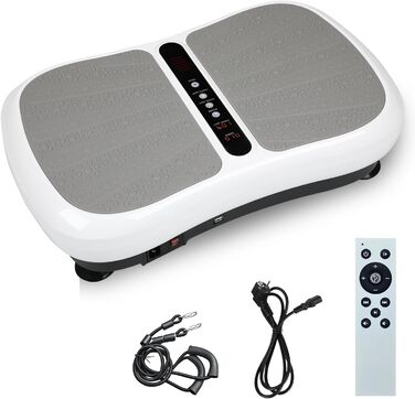 Вібраційна платформа для фітнесу: тренування вдома, 99 рівнів інтенсивності, 5 програм, Bluetooth, масаж, розвиток м'язів, EU-03W