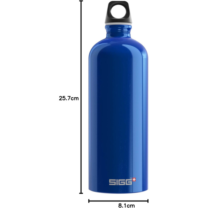 SIGG алюмінієва пляшка для води Traveller 1 л, легка, герметична, підходить для газованих напоїв, BPA-free, темно-синя, кліматично нейтральна
