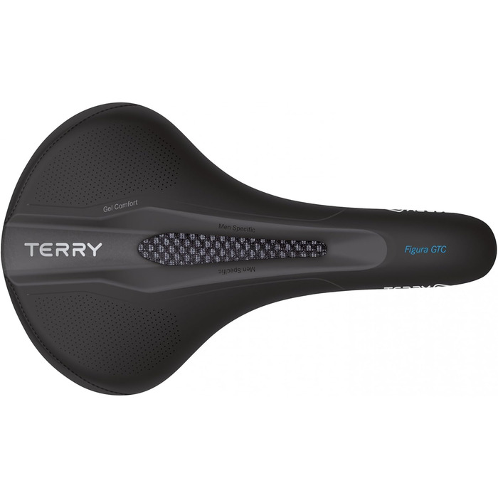Велосидельне сідло Terry Figura GTC Gel для чоловіків, чорне, ширина 12-15 см, CrMo рама, WeatherMax Dura Silk