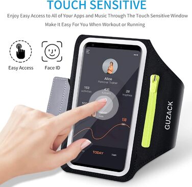 Спортивний браслет для телефону Universal, Тримач для телефону для бігу з навушниками та кишенею. Підходить для iPhone 16 Pro Max/15 Pro/14 Pro/13/12/11. Кишеня для телефону для бігу та тренувань. До 6.9 дюймів (A - Зелений замок)