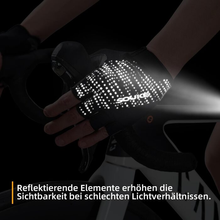 Велосипедні рукавички Souke без пальців, з підкладкою, для гірського велосипеда, антиковзаючі, дихаючі, з відбиваючими елементами, для чоловіків та жінок