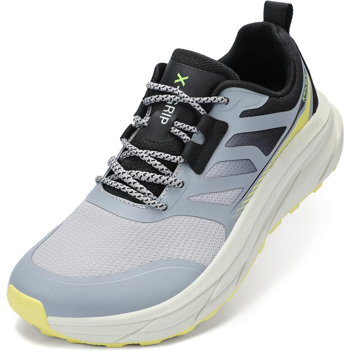 Кріцелі: Кросівки для бігу та трекінгу, сірі, 47 EU. Зручні спортивні кросівки для чоловіків, широка передня частина, підходять для бігу по вулицях та трейлу