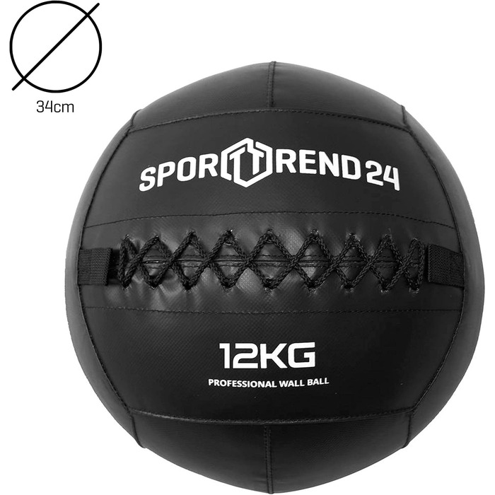 Медичний м'яч Sporttrend 24 чорний 3-12 кг для фітнесу та кросфіту