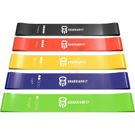 Стрічки для фітнесу Resistance Loop (5 шт.) - Латекс, для ніг, сідниць, тіла, йоги, пілатесу, для жінок, чоловіків та дітей