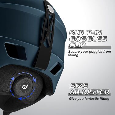 Шолом для гірськолижного спорту та маска Olodand, комплект для жінок та чоловіків, захист від УФ-променів, синій (52-55 см)