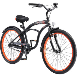 Дитяче велосипед BIKESTAR 24 дюйми для хлопчиків та дівчаток від 6 років | Круізер | Чорний колір