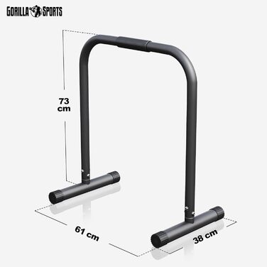 Паралетси GORILLA SPORTS, 2 шт, 61x38x73 см, до 200 кг, нековзкі, для віджимань, діпів, кросфіту та каллістеніки, стійки для тренувань, вибір кольору