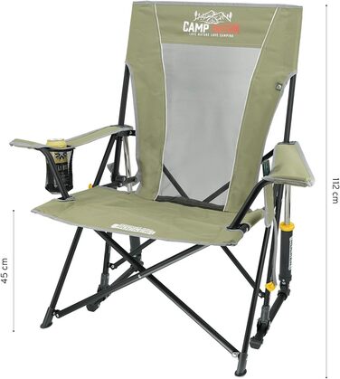 Крісло для кемпінгу CAMPWERK зі спинкою, розкладне, з підстаканником, легке в збиранні, преміум-якість
