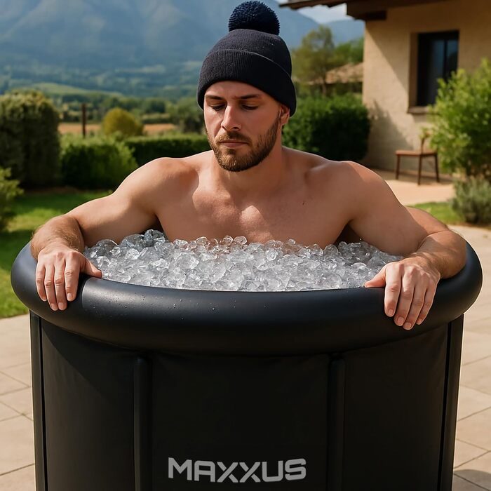 MAXXUS Eisbad XL – надувна криотонна для дому, 450л, з кришкою та насосом, 90 см Ø, для дорослих та спортсменів