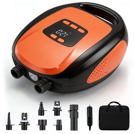 Електричний насос для SUP-дошки та надувних човнів 20 PSI з інтелектуальною двоступеневою функцією автовимкнення, помаранчевий