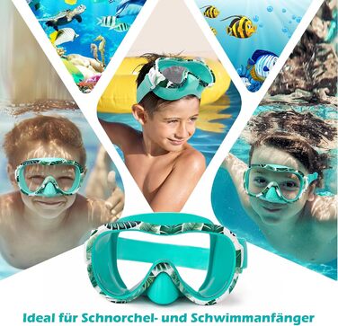 Дитячі окуляри для плавання WAVE Kinder з маскою та трубкою, антифог, захист від UV, зелений