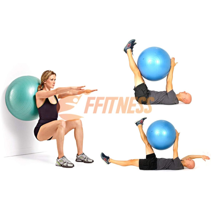 Фітнес-м'яч для вагітних FFitness 95 см, антивибуховий, для гімнастики, пресу, силових та кардіо вправ, синій