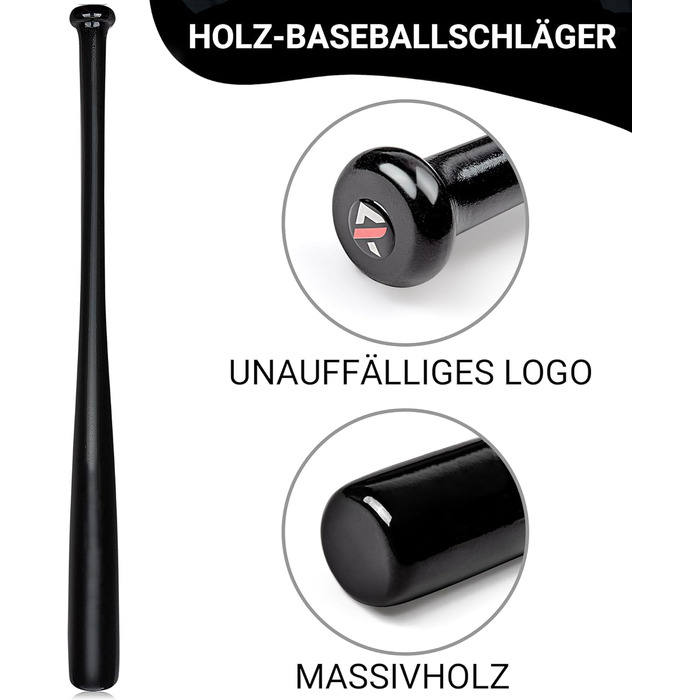 Біта для бейсболу Redfield з масиву дерева (76 см) - екологічна, чорна або натуральна
