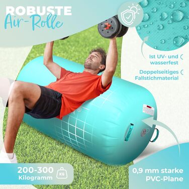 Надувний Airtrack KESSER® | з сумкою та електричним насосом | для акробатики, йоги, фітнесу, тренувань (120 x 90 см, м'ятно-зелений)