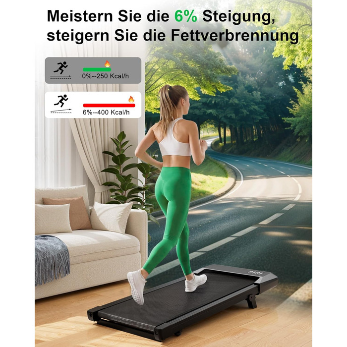 Бігова доріжка Lacuffy Walking Pad з нахилом та AI-тренуванням, керування через додаток, для дому та під стіл, макс. 136 кг, 90 см, чорна