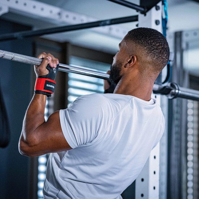 Стрічки для підтягування SINOVATI для силових тренувань: фітнес, кросфіт, бодібілдинг. З підкладкою для зап'ястя 7 мм, червоні