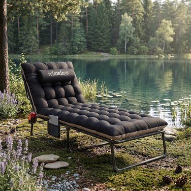 Розкладне ліжко Relaxdays для кемпінгу з матрацом та подушкою, до 250 кг, чорне (26x190x72 см)