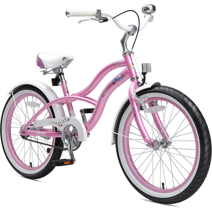 Дитяче велосипед BIKESTAR 20/24 дюйми для хлопчиків та дівчаток від 6 років | Велосипед круїзер | Рожевий