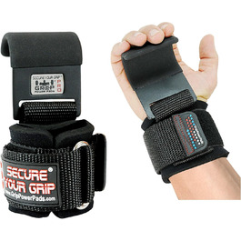 Гаки Grip Power Pads PRO для важкої атлетики, сталеві, з неопреною підкладкою, з ременями на зап'ястя, для чоловіків і жінок, для пауерліфтингу, шрагу, станового тязі, 2 шт., до 300 кг