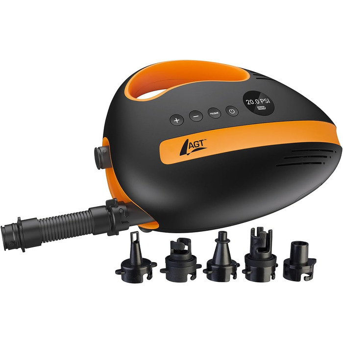 Акумуляторний насос для SUP-дошок AGT SUP: потужний компресор, 350 л/хв, 3 x 4000 mAh, USB, 12V