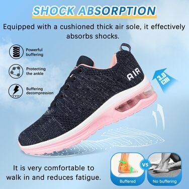 Жіночі кросівки для бігу та фітнесу: зручні, дихаючі, з амортизацією, розмір 38 EU, блакитний/рожевий колір
