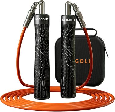 Скакалка для фітнесу MOGOLD Profi з регулюванням ваги – 3 мотузки (1/5LB, 1/4LB, 1/2LB), шкіряні ручки, для спалювання жиру, домашні тренування, бокс, T64 Earth