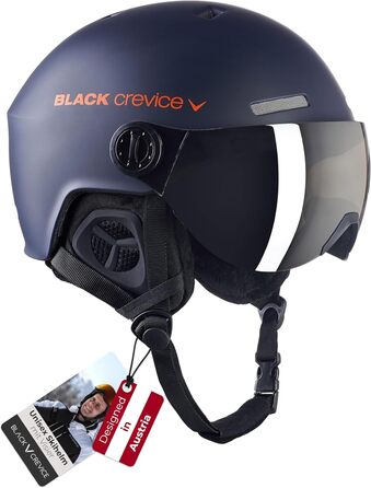 Шолом гірськолижний BLACK CREVICE Gstaad з візором (Navy/Orange) | Полікарбонат, дихаючий, регульований 54-57 см