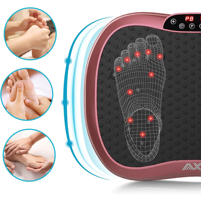 Віброплатформа для тренувань AXV, Mini-Fitness, Лімфодренаж, Схуднення, Формування, Тонінг, Домашні тренування, Рожевий колір