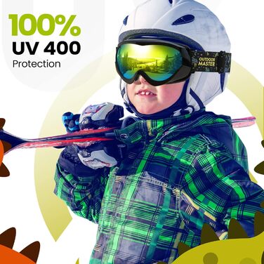Дитяча лижна маска OutdoorMaster для хлопчиків і дівчаток, сумісна з шоломом, 100% UV-захист, VLT 13.3%