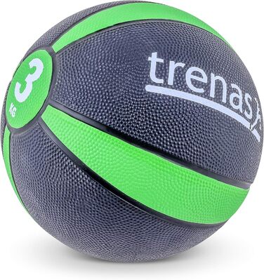 Медичний м'яч trenas PRO 3 кг, зелений, для фітнесу та реабілітації