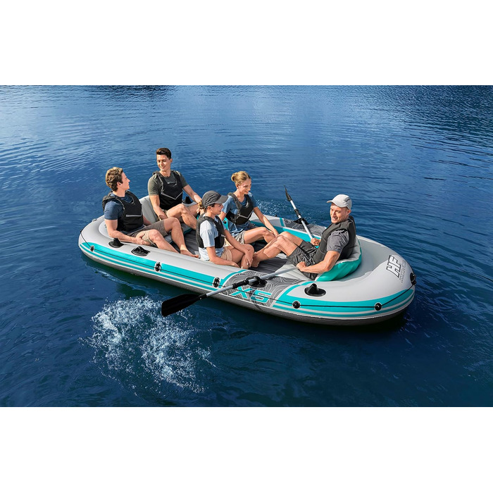 Надувний човен Bestway Hydro-Force Adventure Elite X5, 5-місний, з насосом, веслами, сидіннями, сумкою для речей та чохлом
