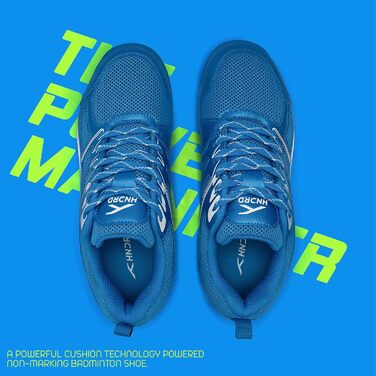 Професійне бадмінтонне взуття HUNDRED Xoom для чоловіків, синьо-біле, 41 EU. Підходить для бадмінтону, тенісу, сквошу, настільного тенісу, баскетболу та падел-тенісу. Матеріал верху: поліестер, підошва: гума.