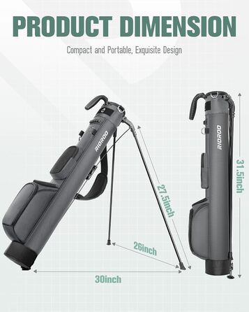 Сумка для гольфу на штативі, легка, 2-way роздільник, 3 кишені, сіра (A3)