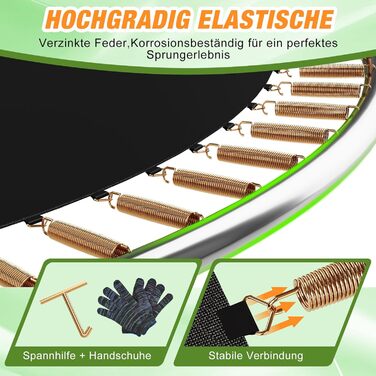 Батут Devoko Outdoor Ø228/305/366/427 см, сертифікат GS, посилені бічні перекладини, стабільний, міцний та надійний 427 x 427 x 265 см