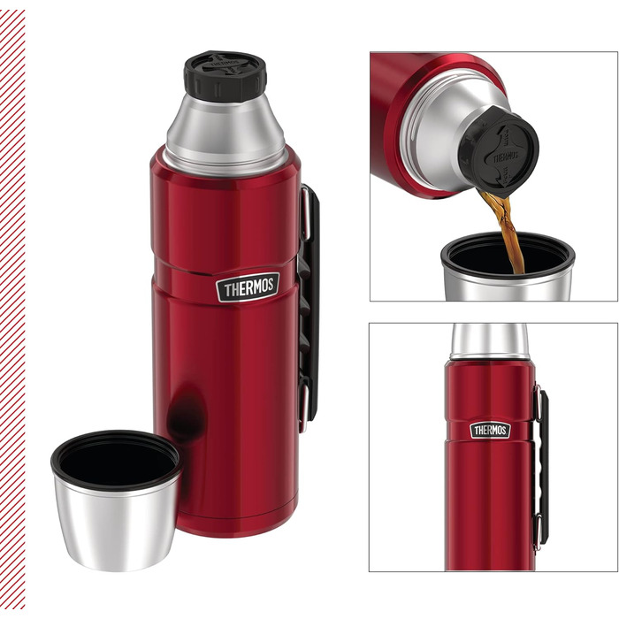 Термос Thermos Stainless King 1,2 л, нержавіюча сталь, з ручкою, червоний