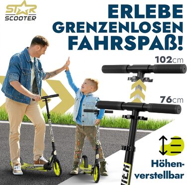 Самокат STAR SCOOTER алюмінієвий, для дітей і дорослих, великі колеса 205 мм, для хлопчиків і дівчат від 6 років, міський, XXL дека