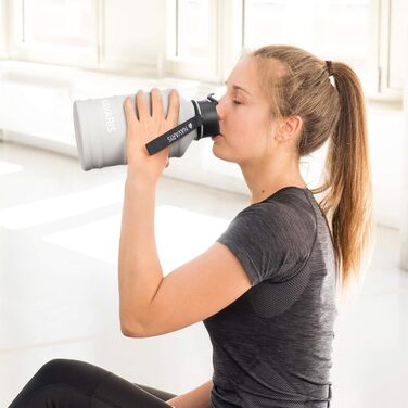 Фляга для фітнесу Navaris 2,2 л: спортивна пляшка з нержавіючої сталі, без BPA, сірий світлий колір